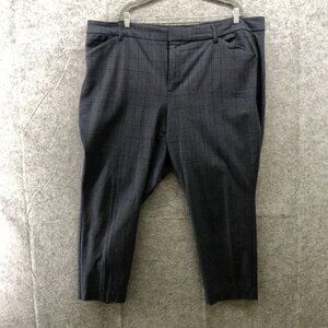 Old Navy High-Rise Pixie Pants‎ Plus Size 24 Gray Blue Plaid Dress Pant Trouser